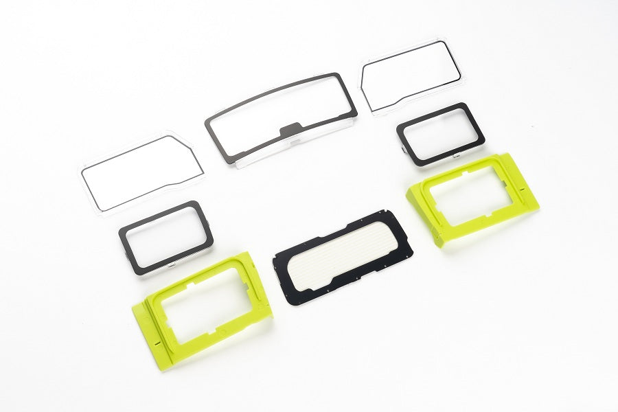 1:12 JIMNY window set with black and green frames for RC model
