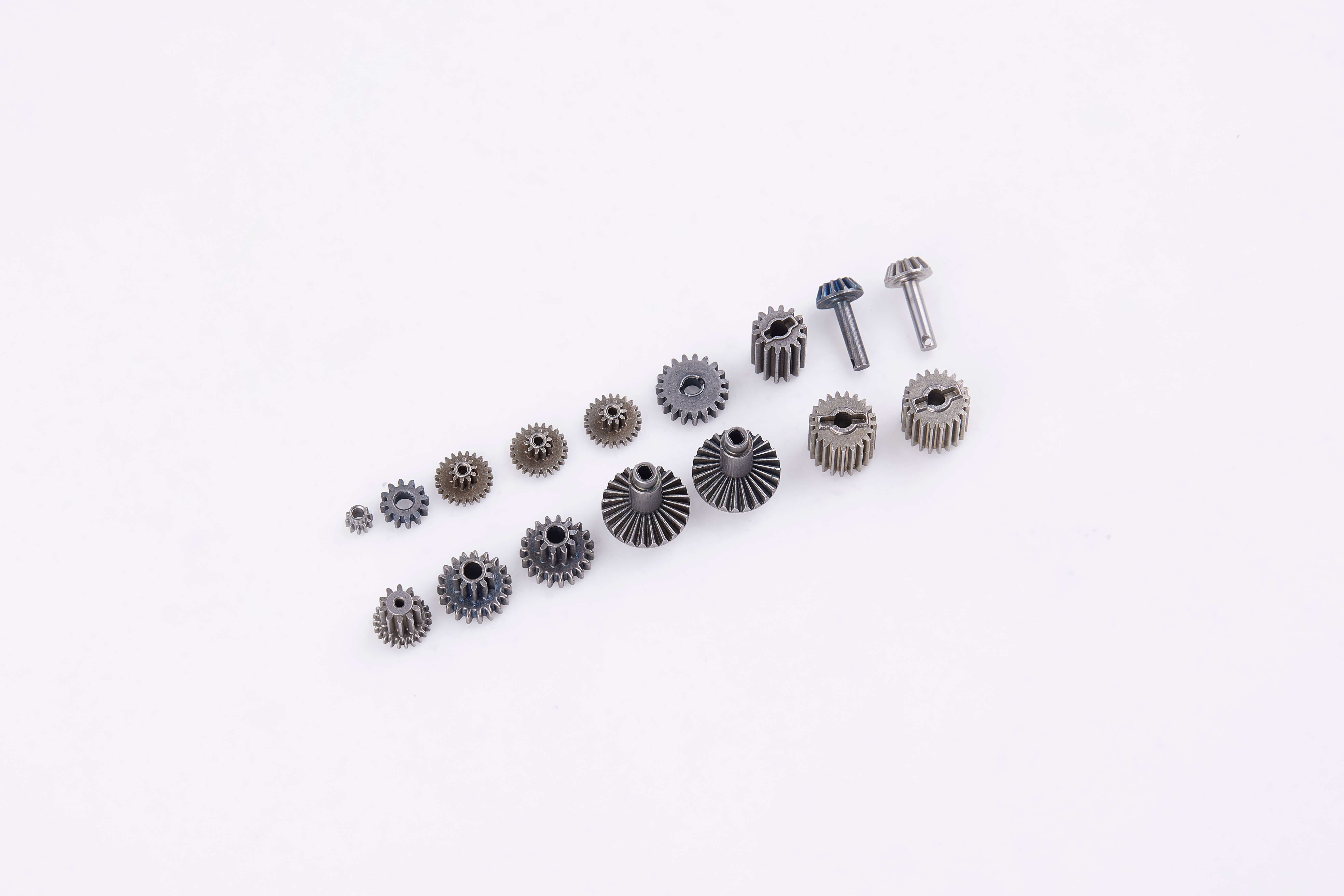 Gear set for 1:12 Toyota FJ45 RC model, includes various sizes and screws.