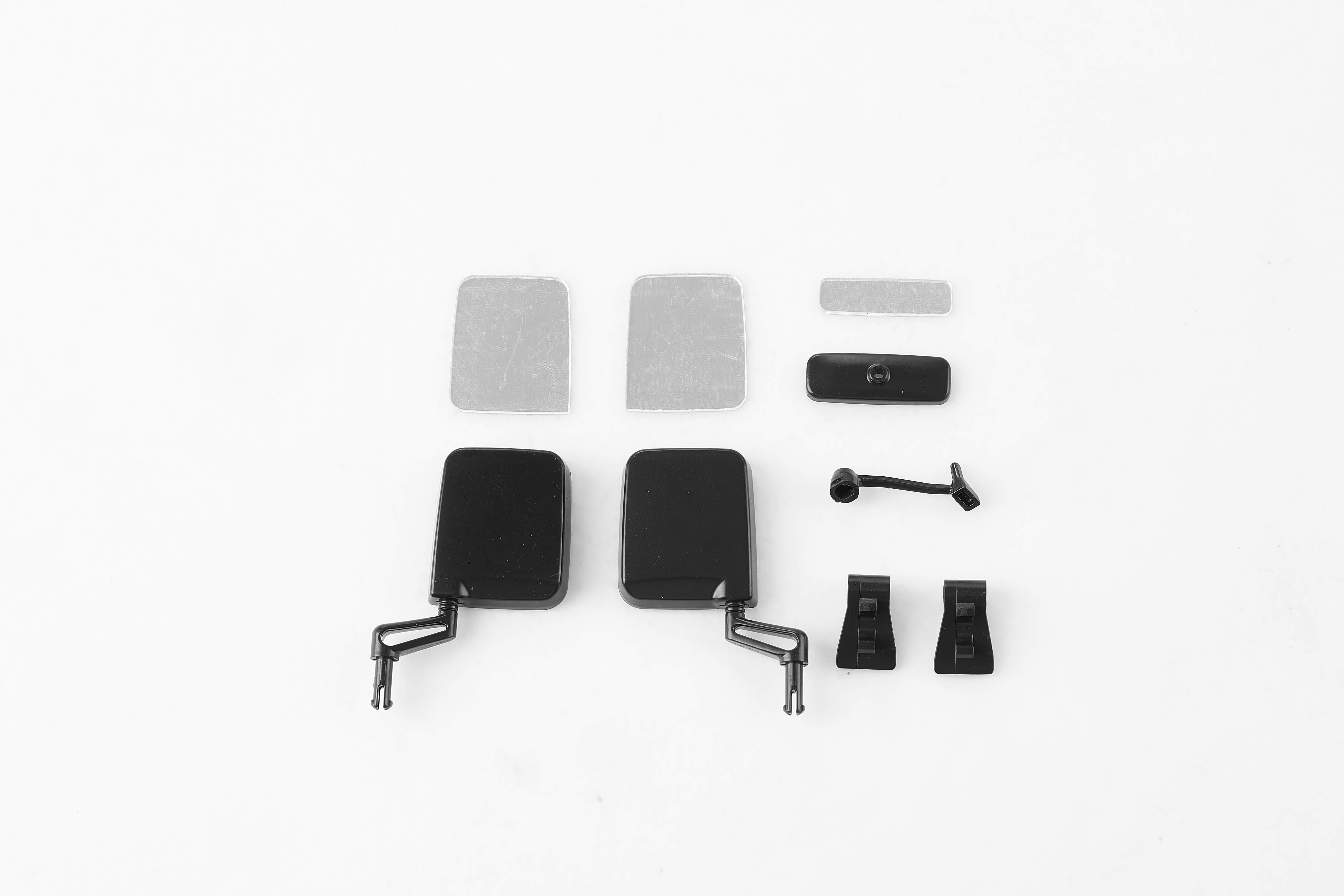 1:10 RC vehicle mirror set with black mirrors and mounting parts