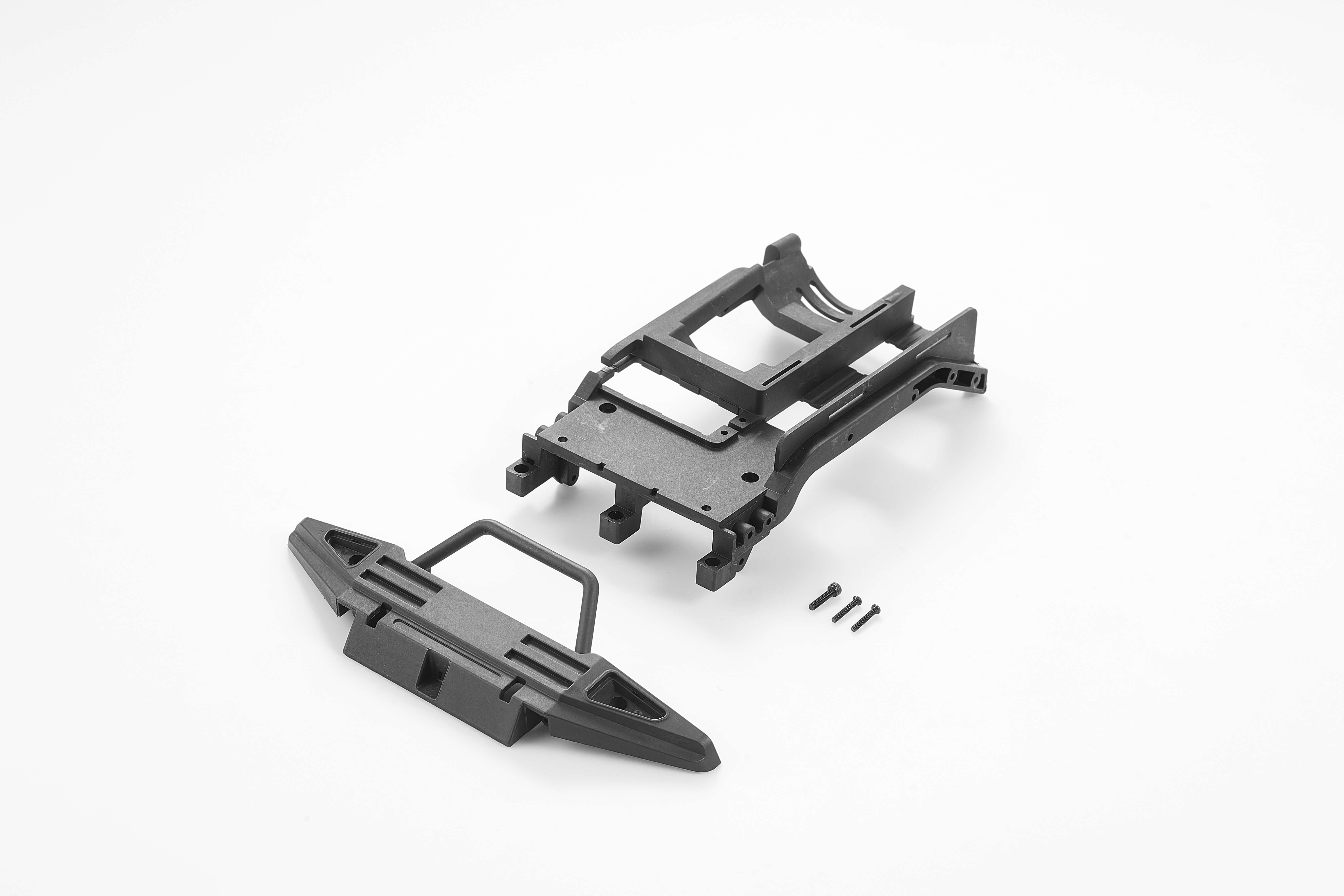 1:10 Atlas 4x4 front bumper set, black plastic with mounting hardware