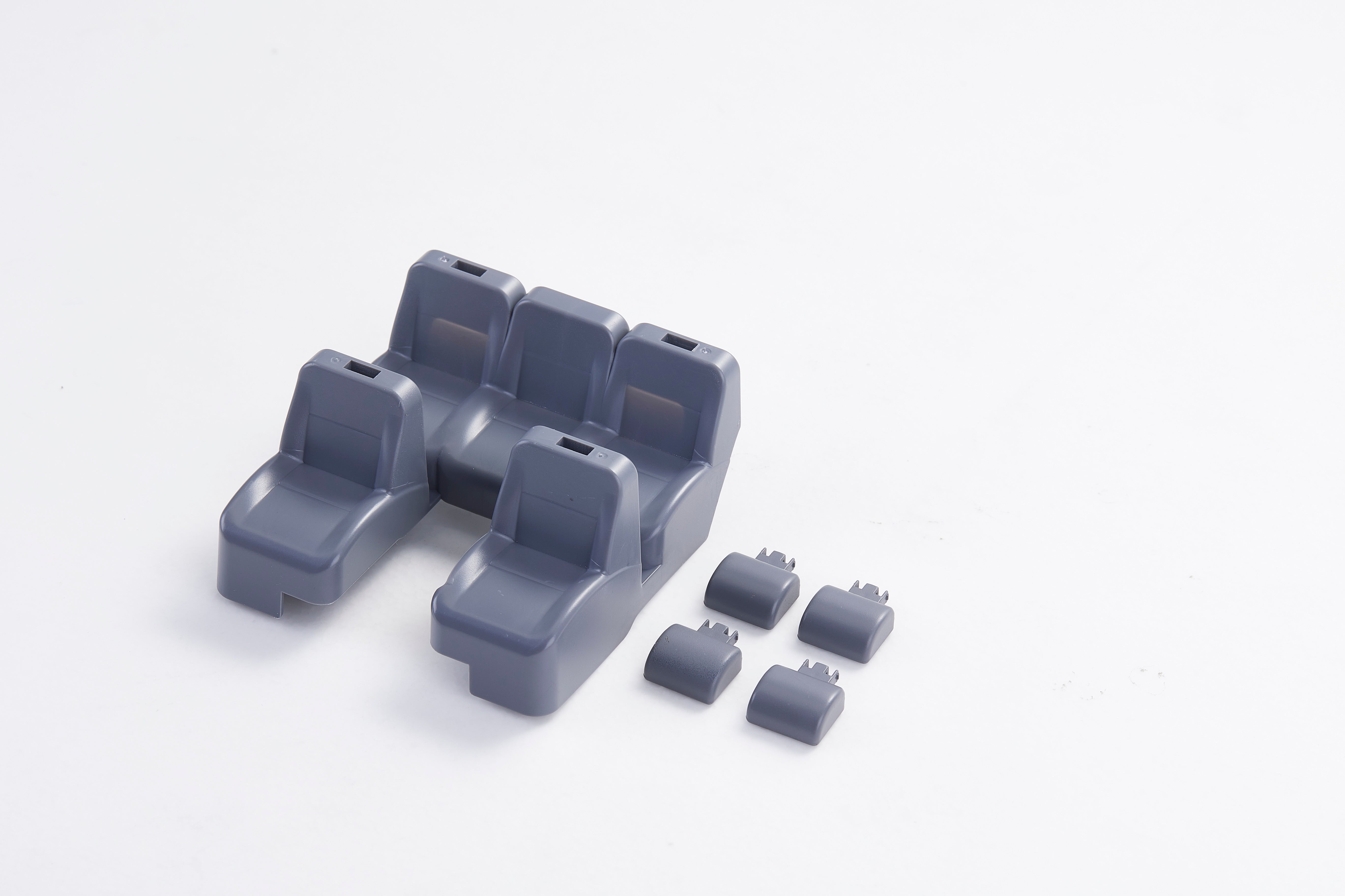 Gray 1/18 scale model car seats and accessories