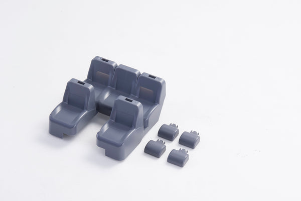 Gray 1/18 scale model car seats and accessories