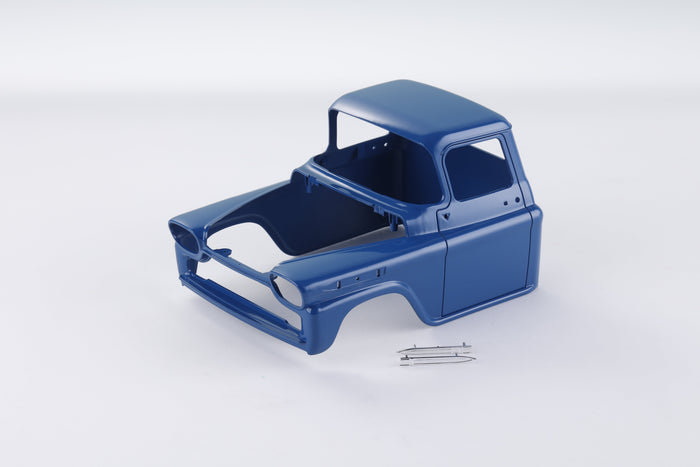 Blue body shell for 1:18 remote control truck with metal rods