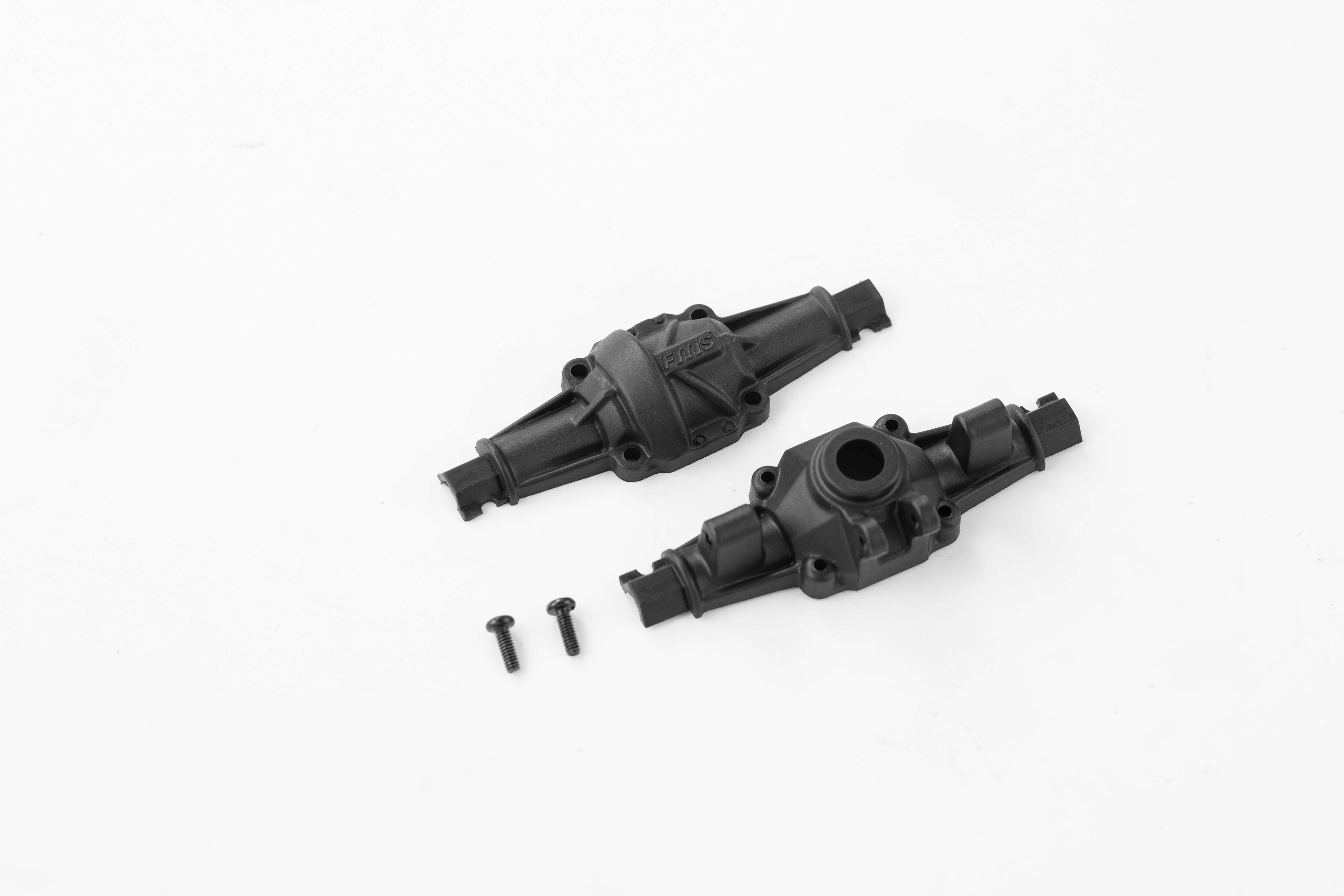 Black plastic axle parts with screws for FCX24/FCX18 RC vehicles