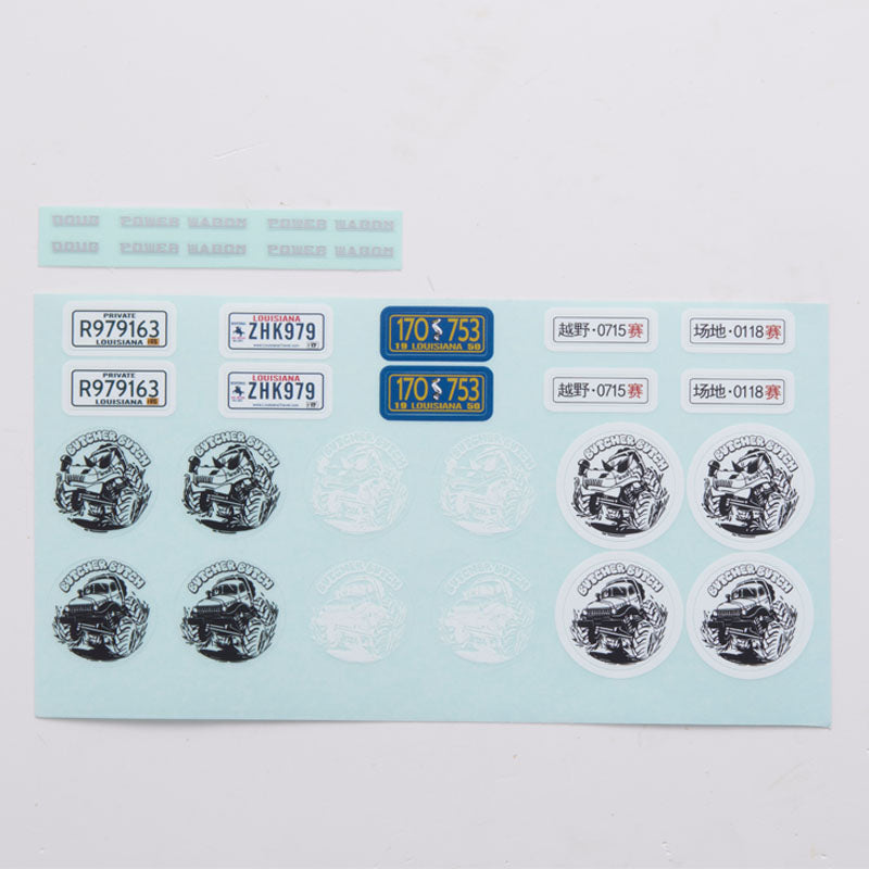 1/24 Power Wagon decal sheet with stickers and license plates