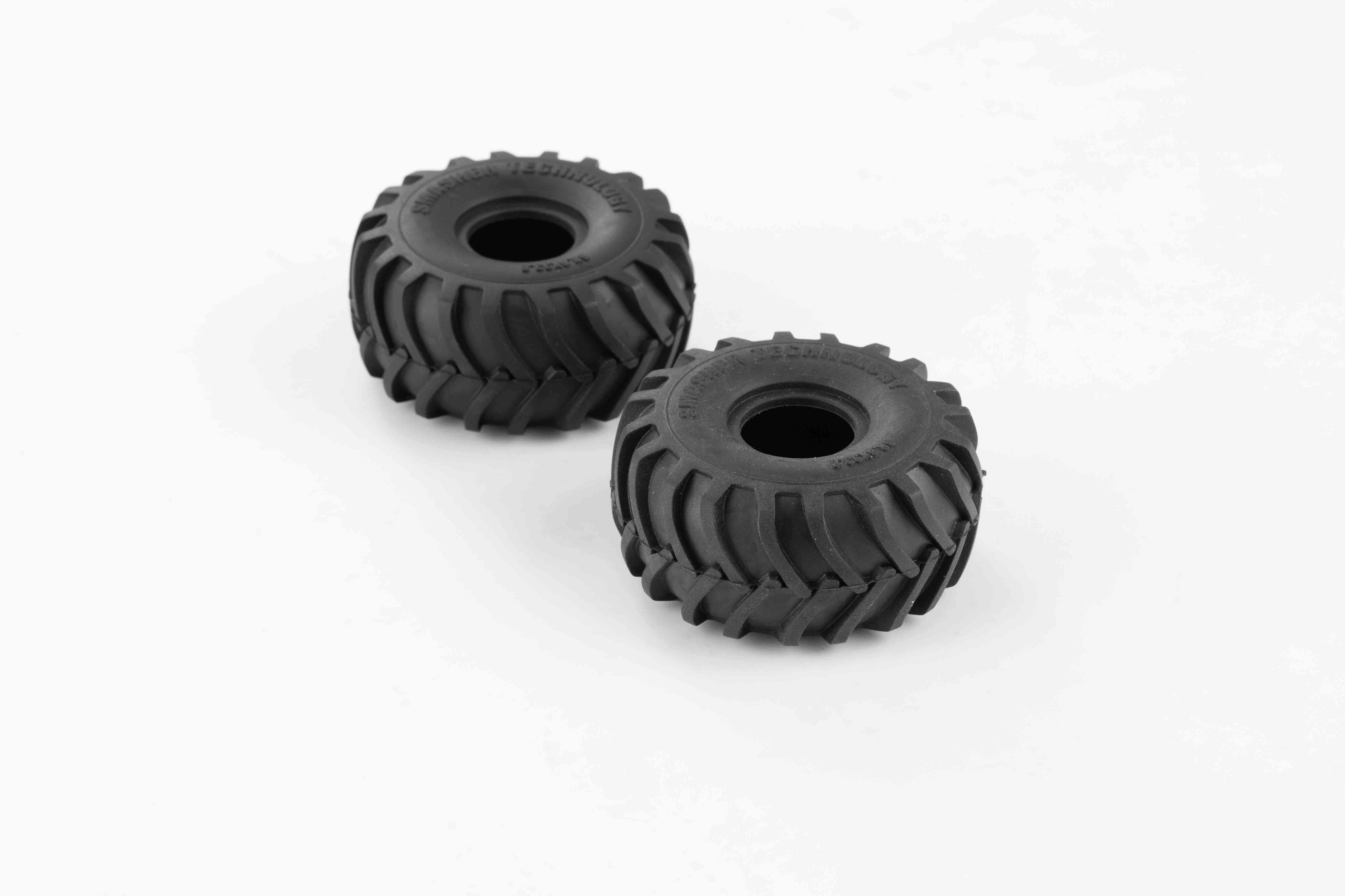 Black RC vehicle tires with deep treads for improved traction