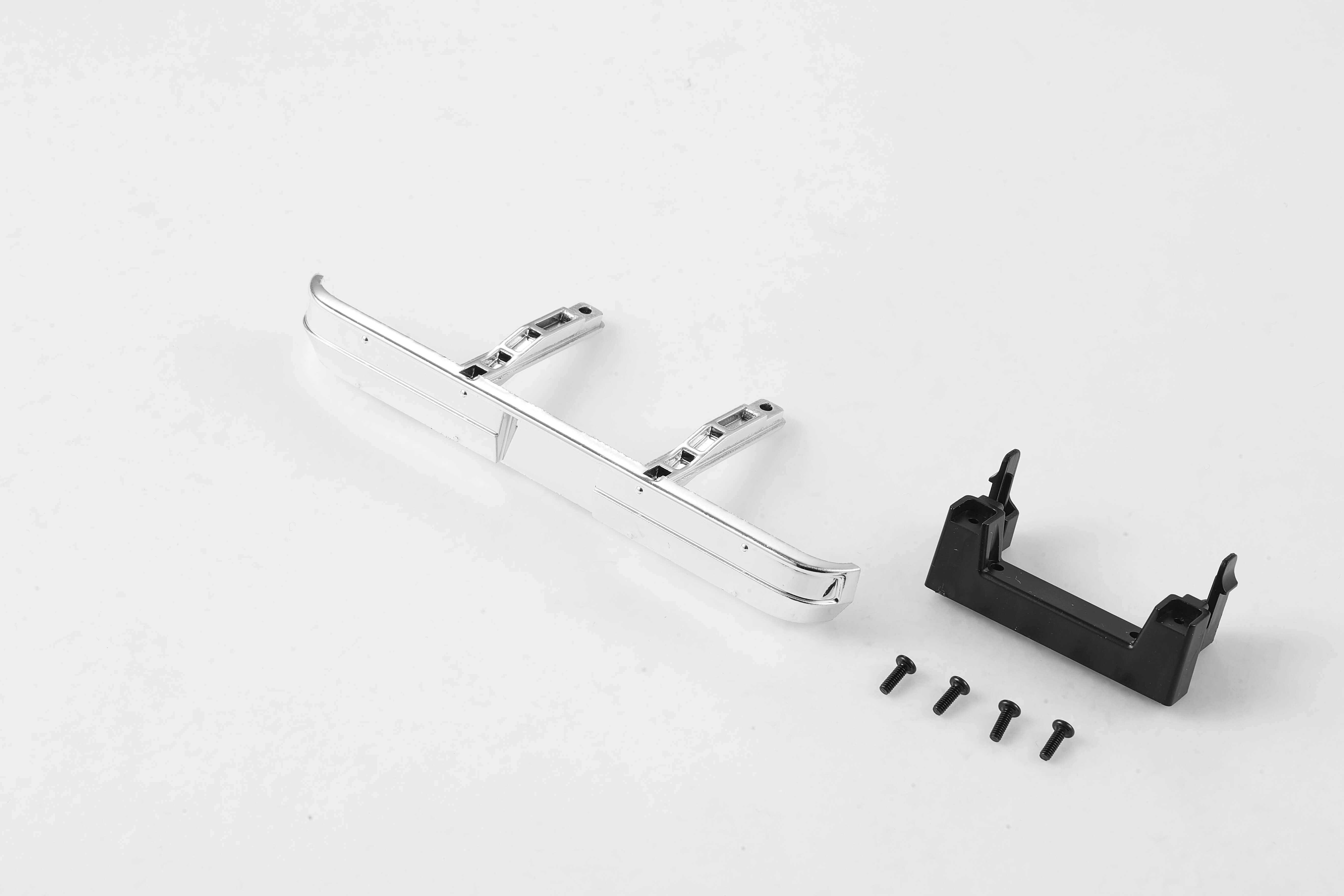 Chrome front bumper for FCX24 K5 Blazer model with mounting bracket and screws