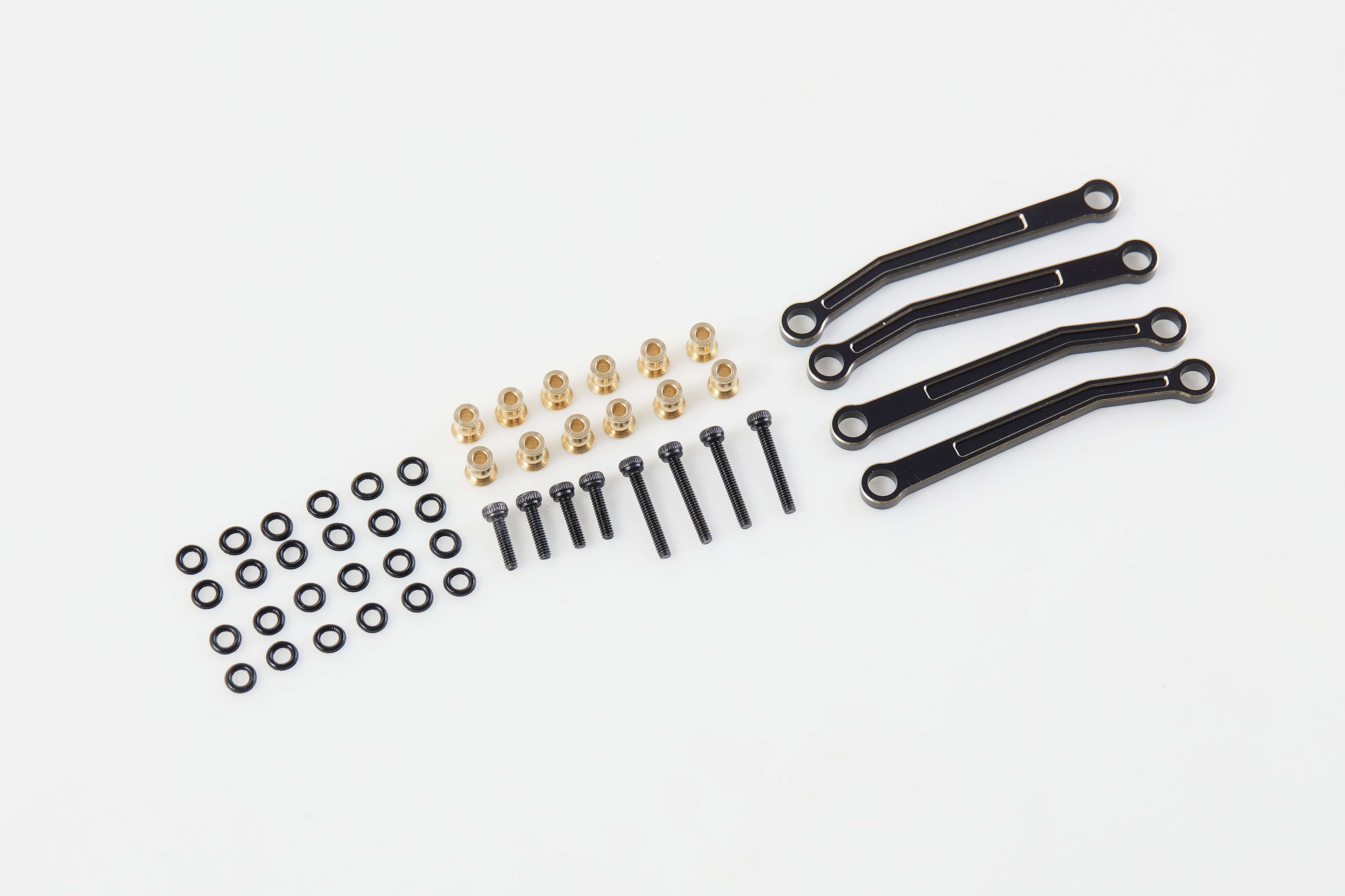FCX24 upgrade parts kit with brass rods, screws, and washers