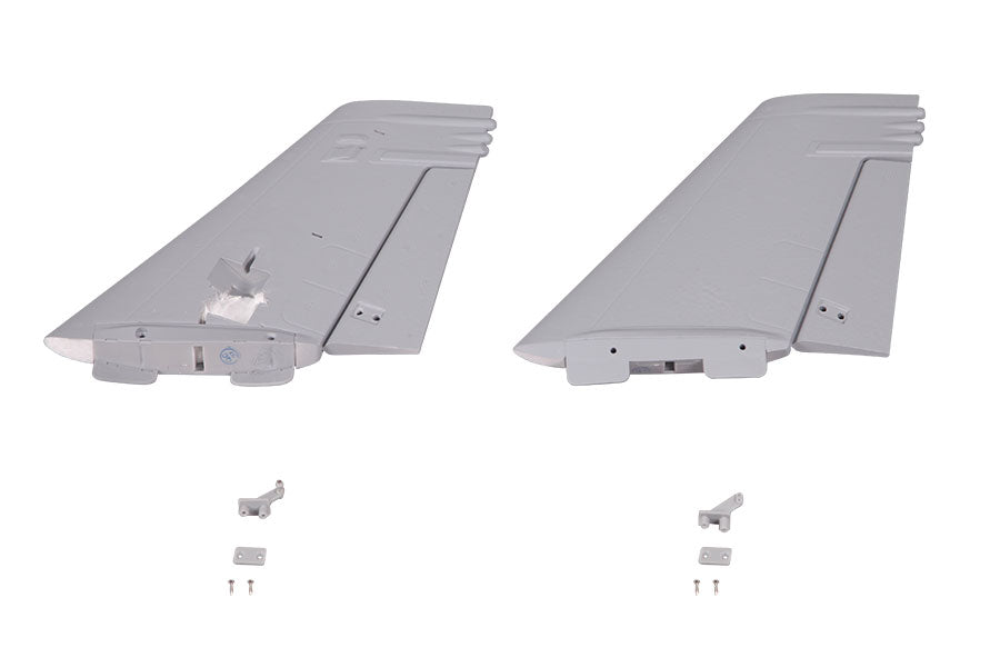 Gray vertical stabilizers for RC models with attachment parts