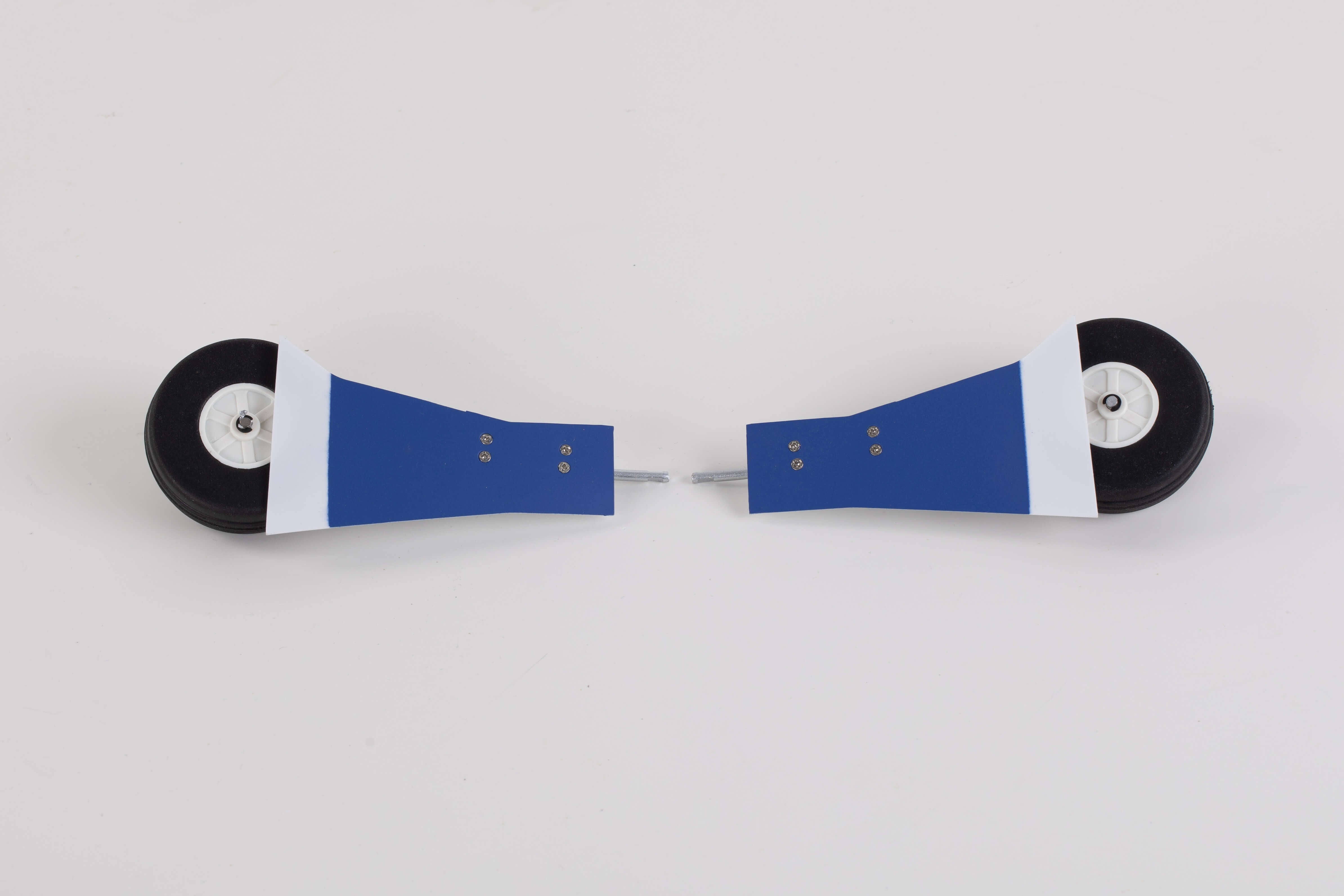 P-51 Blue Thunder main landing gear set with black wheels and blue struts