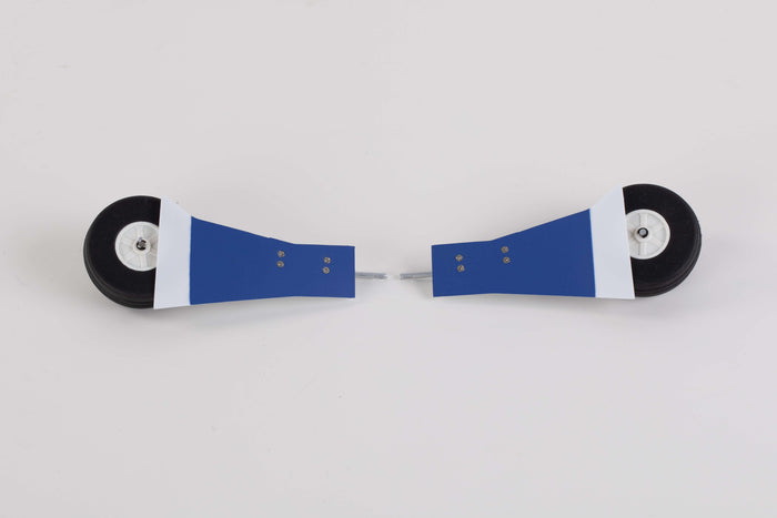 P-51 Blue Thunder main landing gear set with black wheels and blue struts