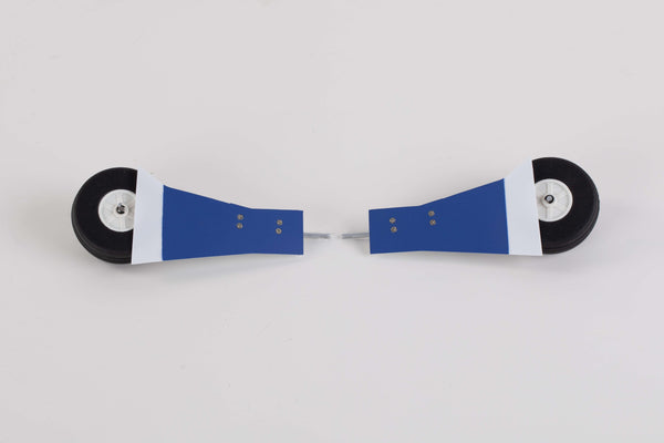 P-51 Blue Thunder main landing gear set with black wheels and blue struts