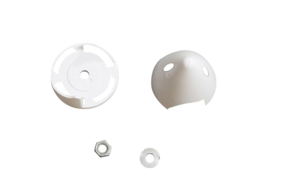 White spinner halves and metal nut for RC model assembly