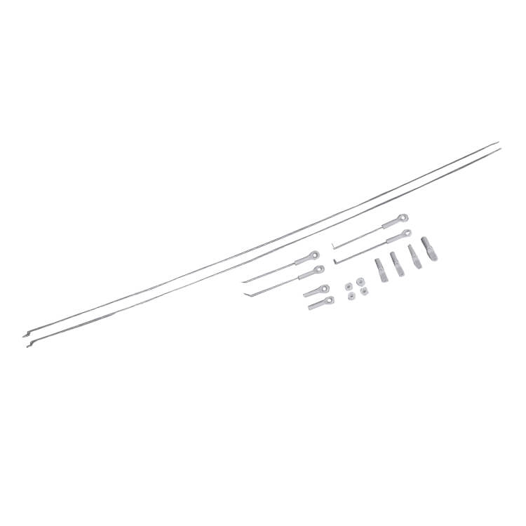 Linkage rods and connectors for RC models, including diverse sizes and fittings.