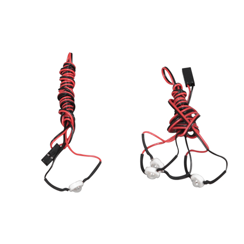 Coiled red and black RC model wiring harness with connectors