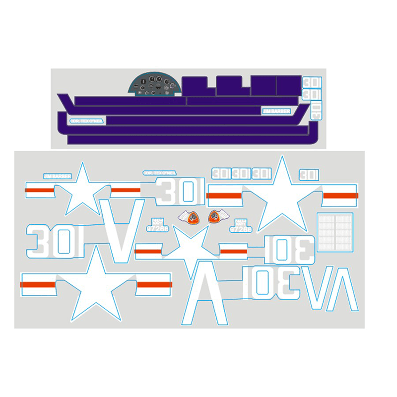 Decal sheet for 1400mm F4U model with stars and numbers